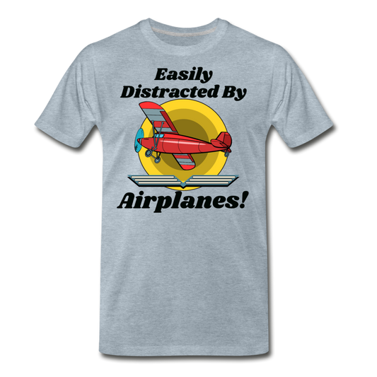 Easily Distracted - Red Taildragger - Men's Premium T-Shirt - heather ice blue