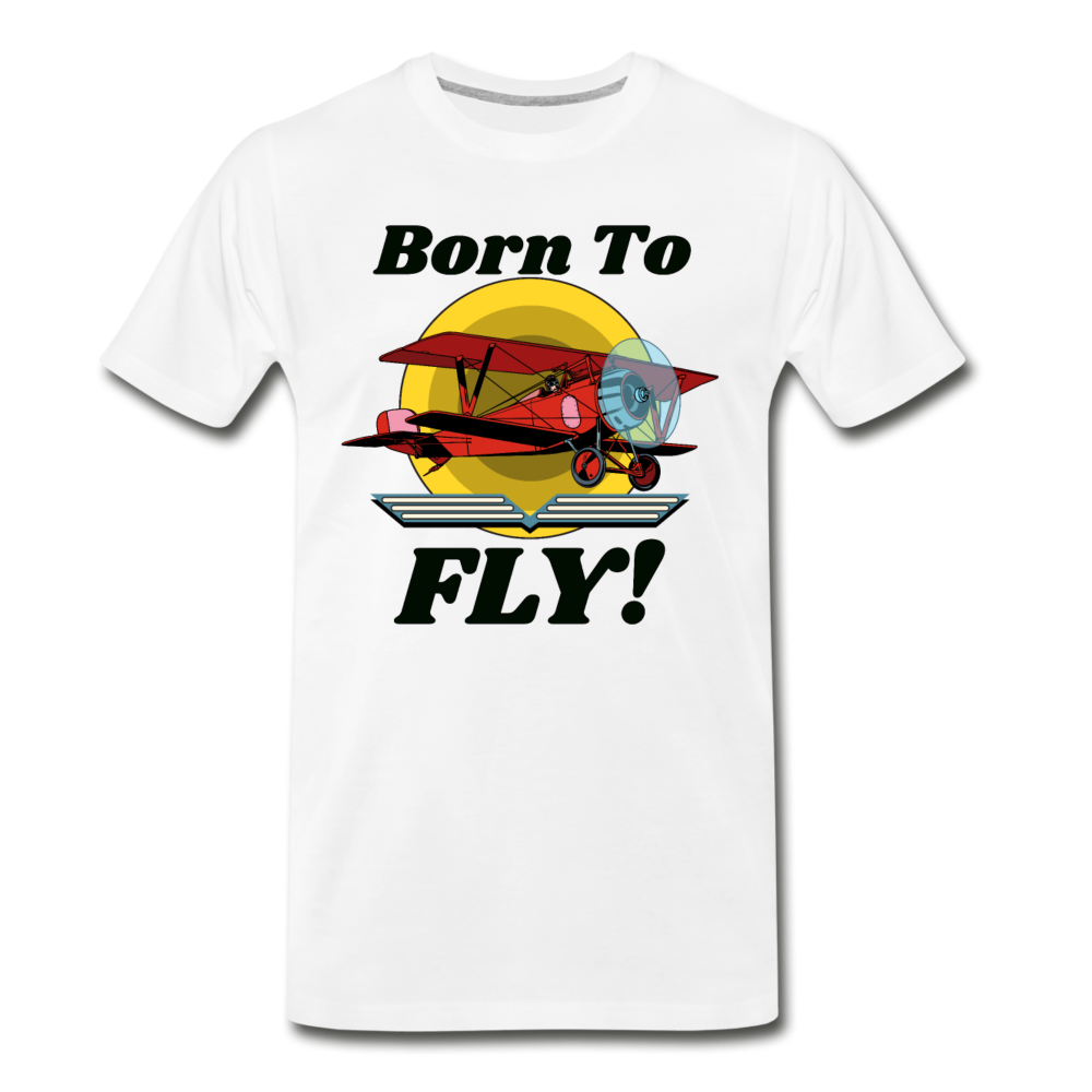 Born To Fly - Red Biplane - Men's Premium T-Shirt - white