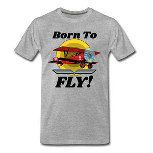 Born To Fly - Red Biplane - Men's Premium T-Shirt - heather gray