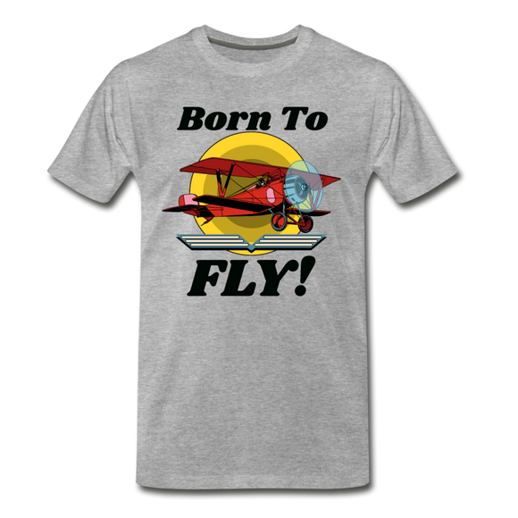 Born To Fly - Red Biplane - Men's Premium T-Shirt - heather gray