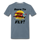 Born To Fly - Red Biplane - Men's Premium T-Shirt - steel blue