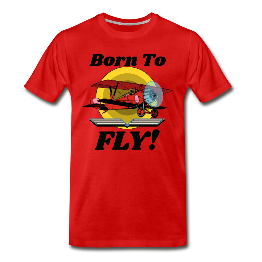 Born To Fly - Red Biplane - Men's Premium T-Shirt - red