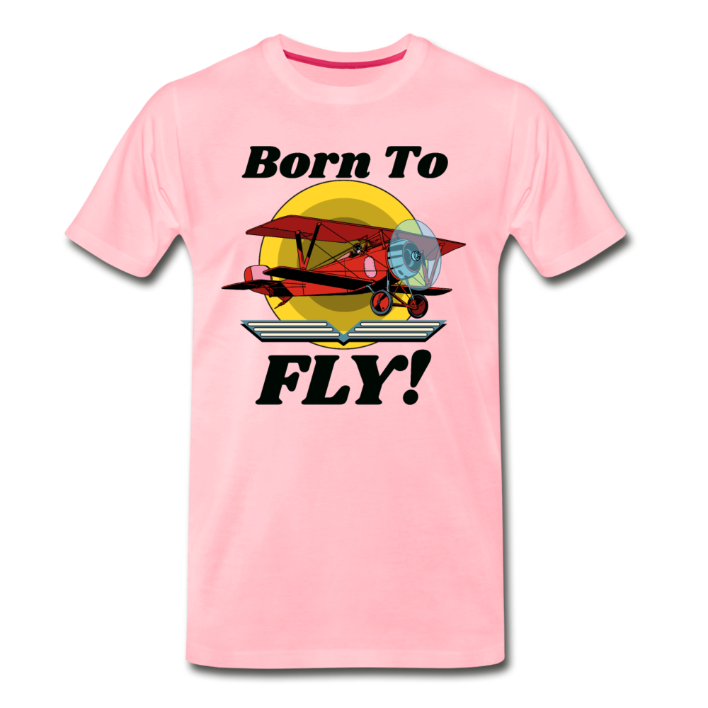 Born To Fly - Red Biplane - Men's Premium T-Shirt - pink