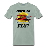 Born To Fly - Red Biplane - Men's Premium T-Shirt - steel green