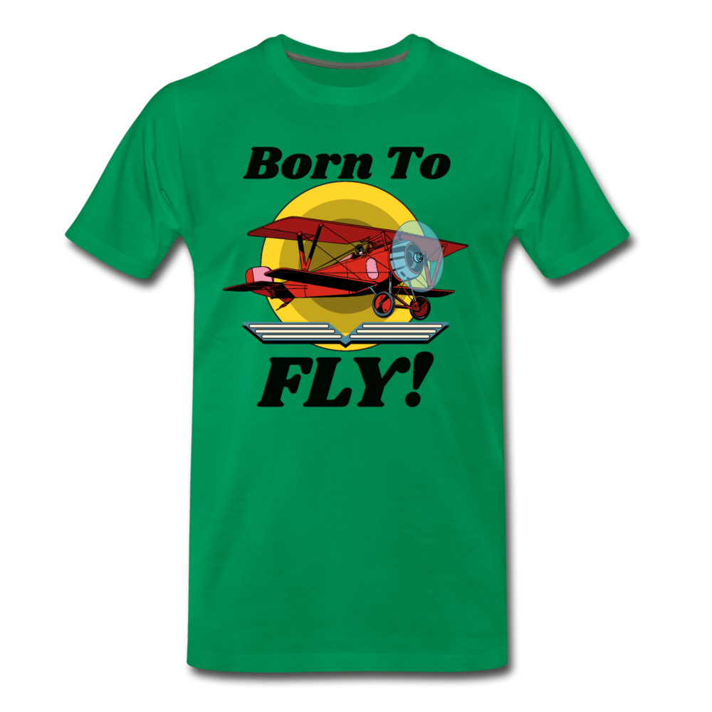 Born To Fly - Red Biplane - Men's Premium T-Shirt - kelly green