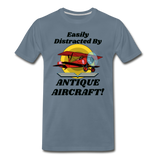 Easily Distracted - Antique Aircraft - Men's Premium T-Shirt - steel blue