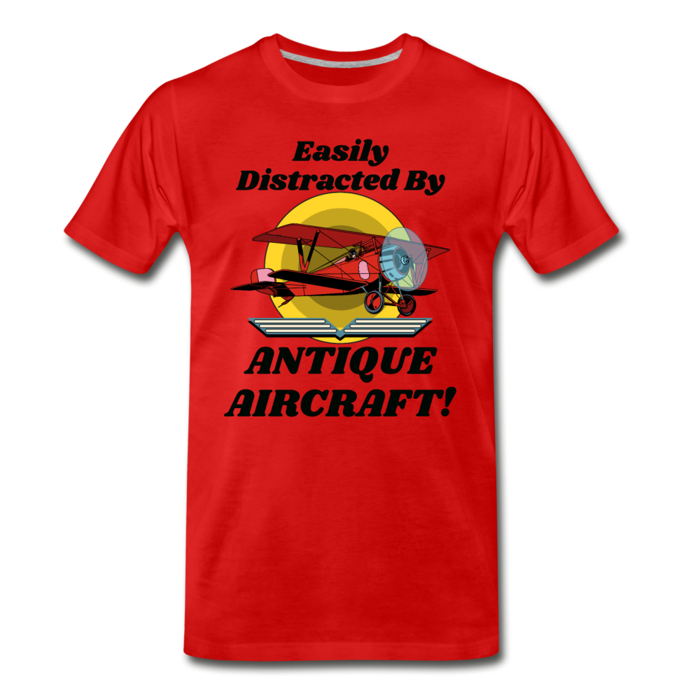 Easily Distracted - Antique Aircraft - Men's Premium T-Shirt - red