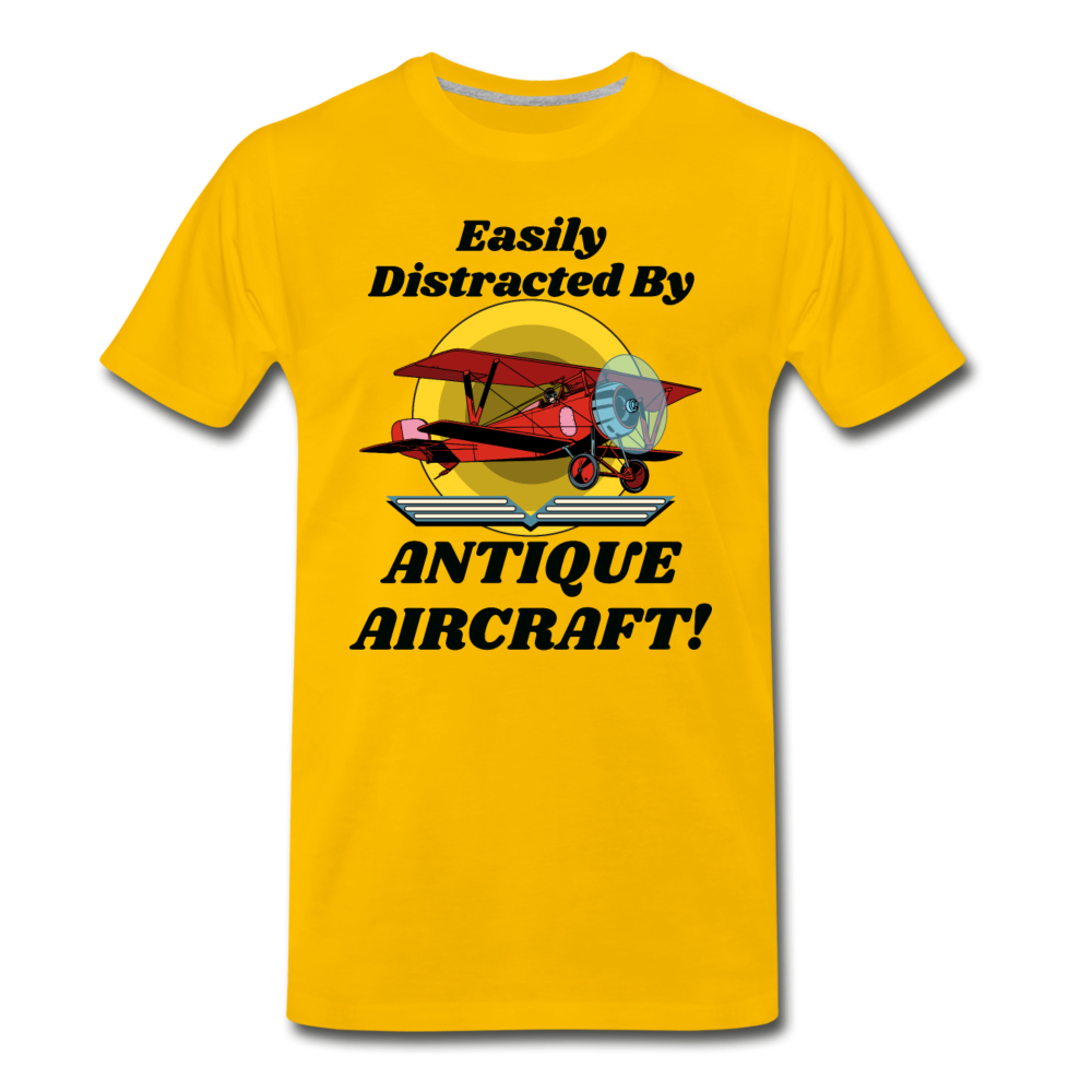 Easily Distracted - Antique Aircraft - Men's Premium T-Shirt - sun yellow