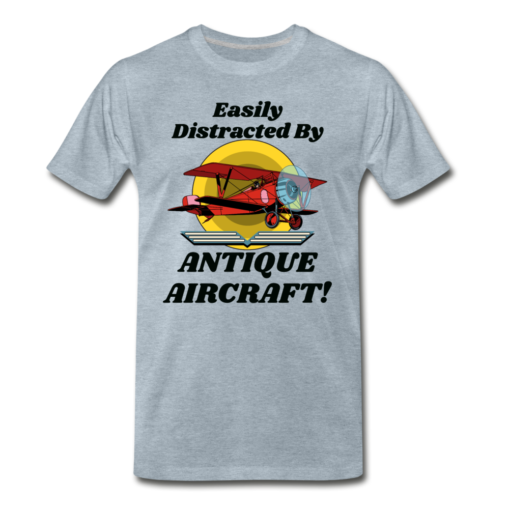 Easily Distracted - Antique Aircraft - Men's Premium T-Shirt - heather ice blue