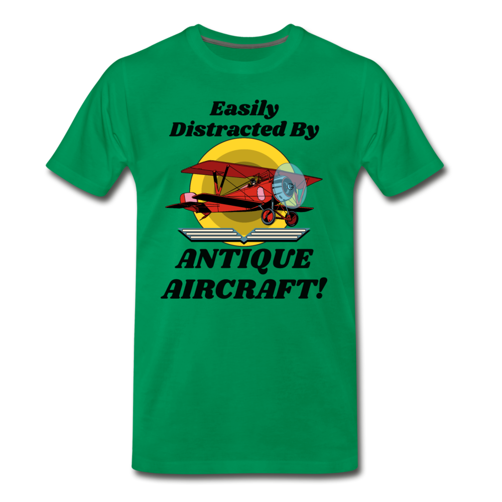 Easily Distracted - Antique Aircraft - Men's Premium T-Shirt - kelly green