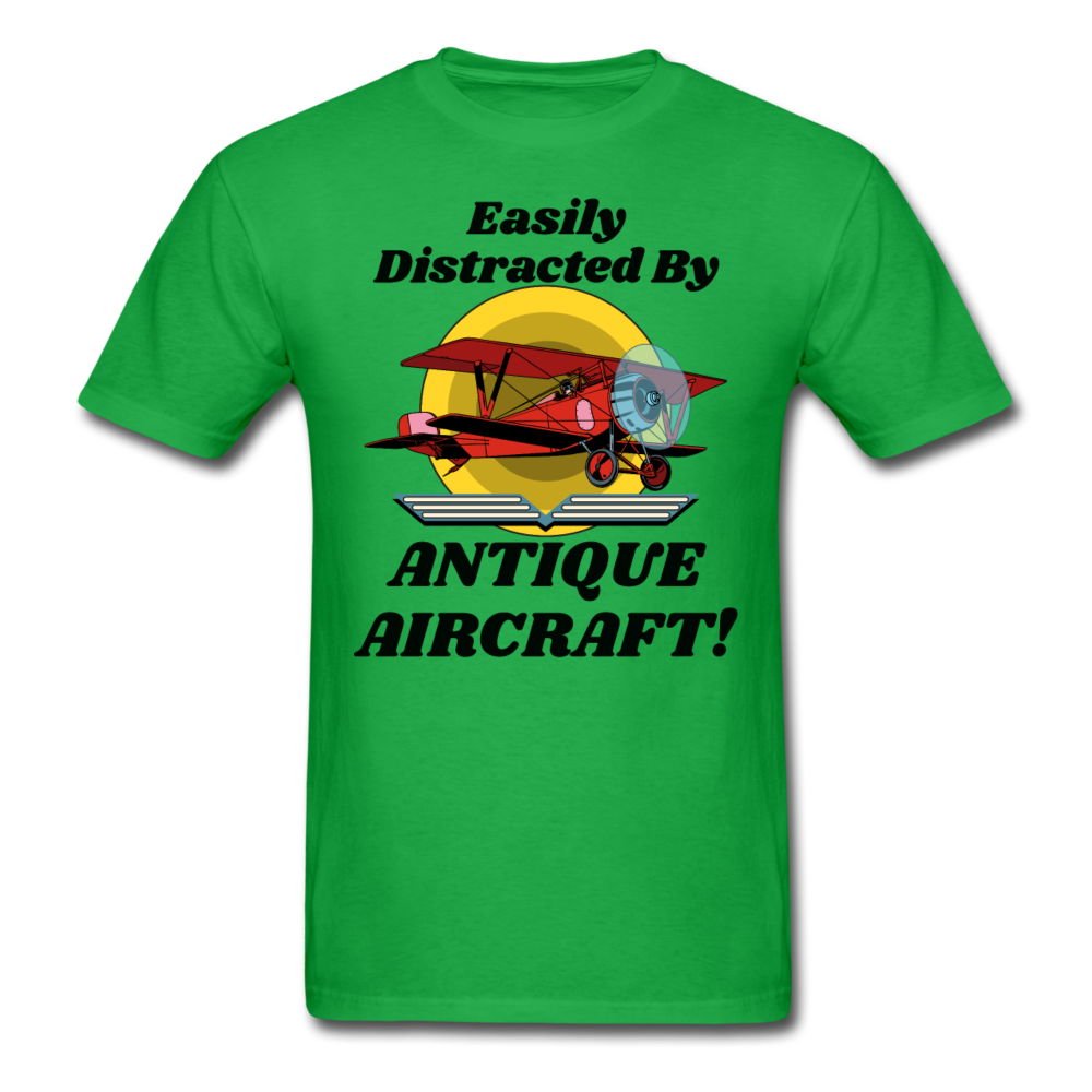 Easily Distracted - Antique Aircraft - Unisex Classic T-Shirt - bright green