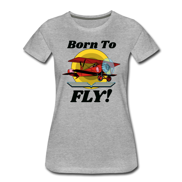 Born To Fly - Red Biplane - Women’s Premium T-Shirt - heather gray