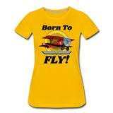 Born To Fly - Red Biplane - Women’s Premium T-Shirt - sun yellow