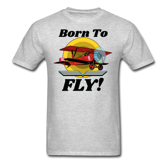 Born To Fly - Red Biplane - Unisex Classic T-Shirt - heather gray