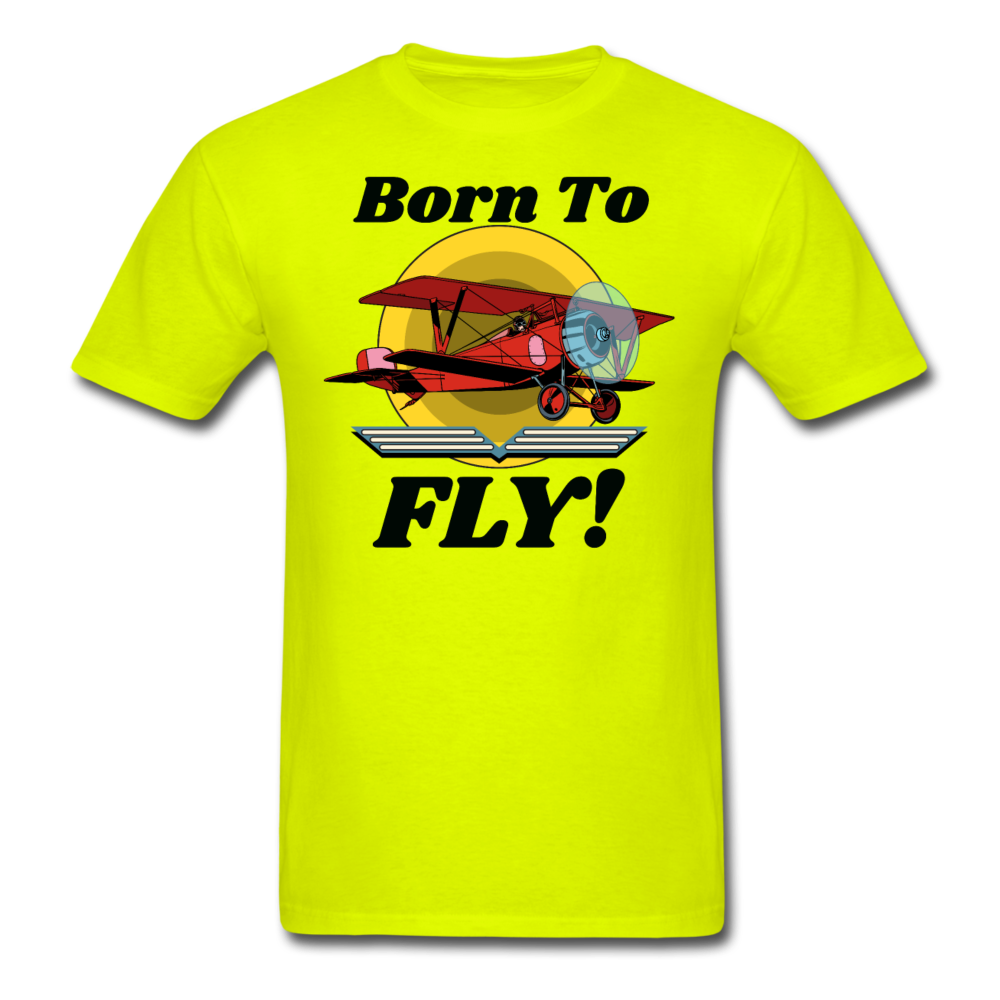 Born To Fly - Red Biplane - Unisex Classic T-Shirt - safety green