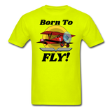 Born To Fly - Red Biplane - Unisex Classic T-Shirt - safety green