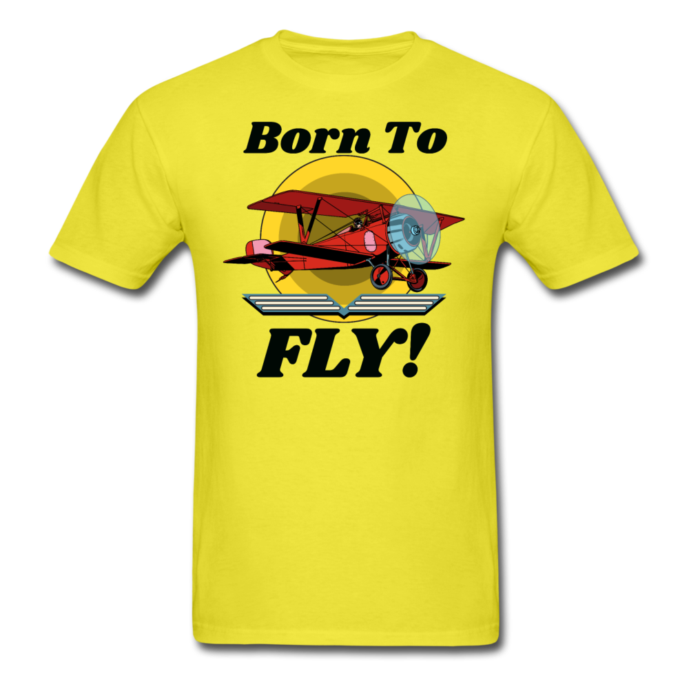 Born To Fly - Red Biplane - Unisex Classic T-Shirt - yellow