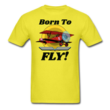 Born To Fly - Red Biplane - Unisex Classic T-Shirt - yellow