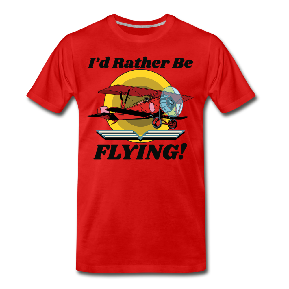 I'd Rather Be Flying - Biplane - Men's Premium T-Shirt - red