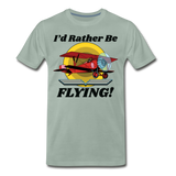 I'd Rather Be Flying - Biplane - Men's Premium T-Shirt - steel green