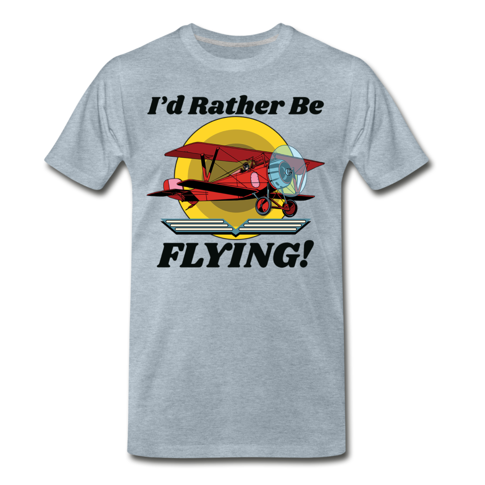 I'd Rather Be Flying - Biplane - Men's Premium T-Shirt - heather ice blue