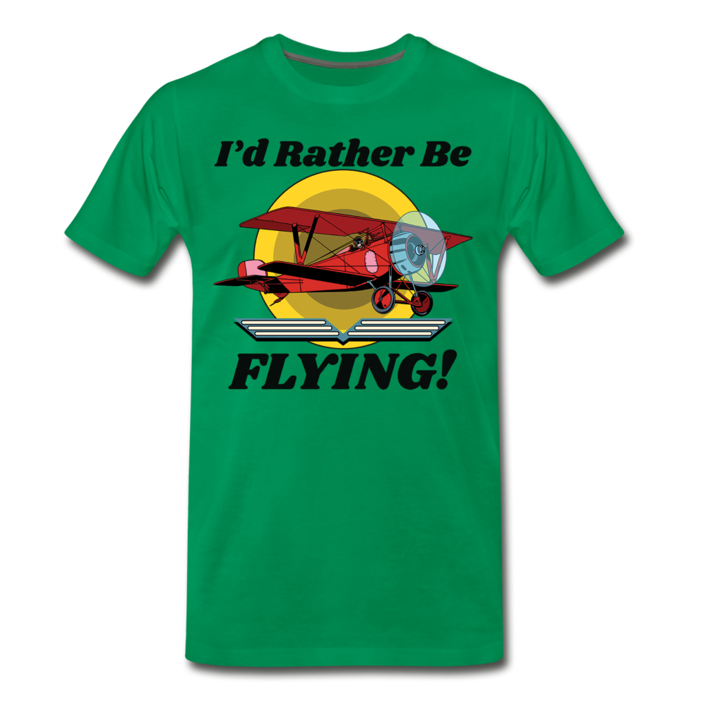 I'd Rather Be Flying - Biplane - Men's Premium T-Shirt - kelly green