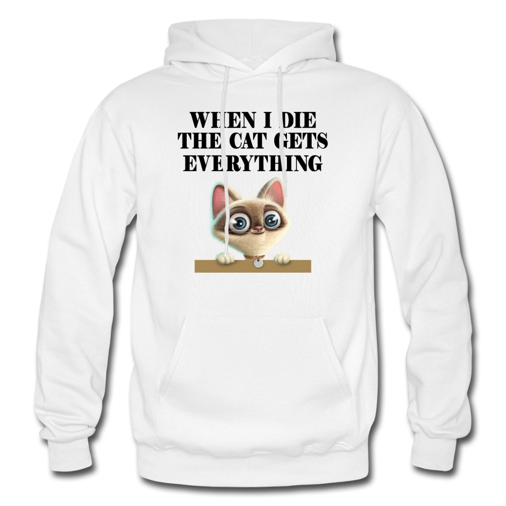 When I Die, Cat Gets Everything - Gildan Heavy Blend Adult Hoodie - white