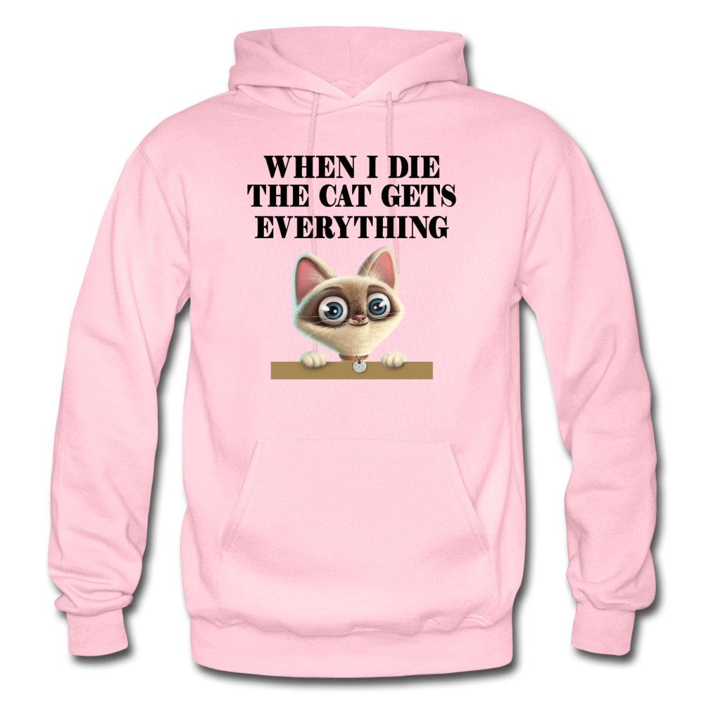 When I Die, Cat Gets Everything - Gildan Heavy Blend Adult Hoodie - light pink