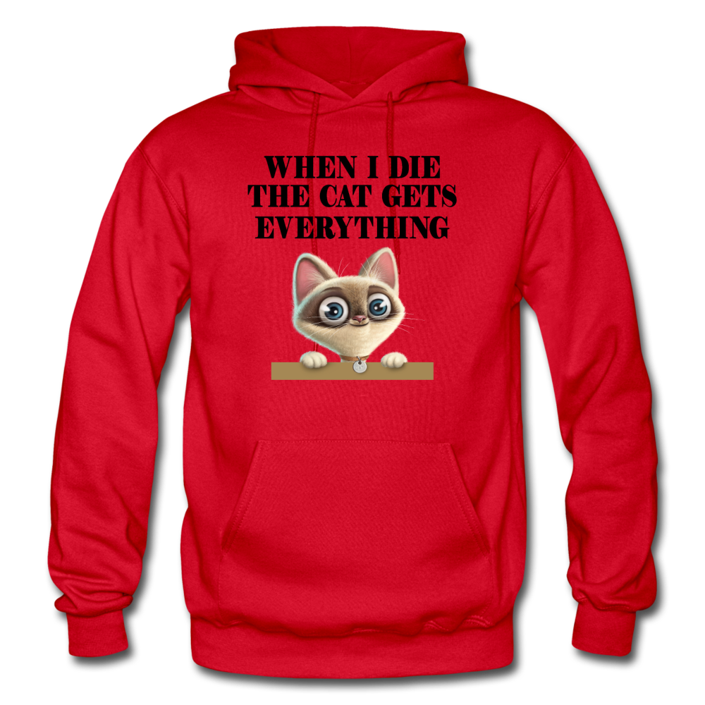 When I Die, Cat Gets Everything - Gildan Heavy Blend Adult Hoodie - red