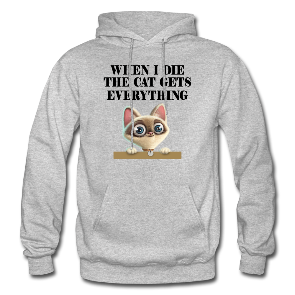 When I Die, Cat Gets Everything - Gildan Heavy Blend Adult Hoodie - heather gray