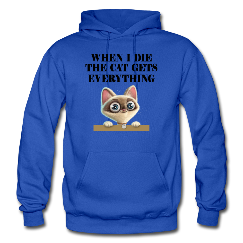 When I Die, Cat Gets Everything - Gildan Heavy Blend Adult Hoodie - royal blue