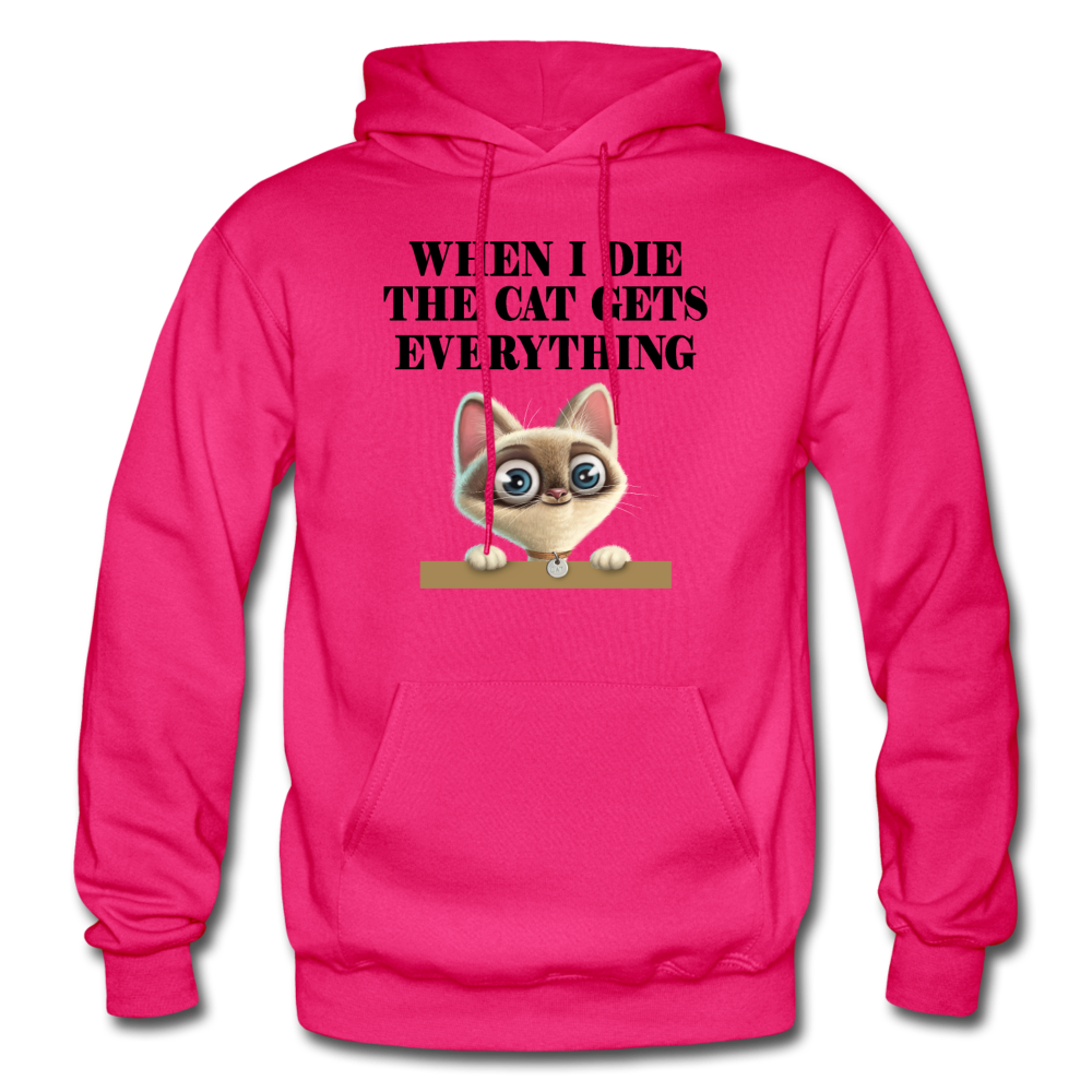 When I Die, Cat Gets Everything - Gildan Heavy Blend Adult Hoodie - fuchsia