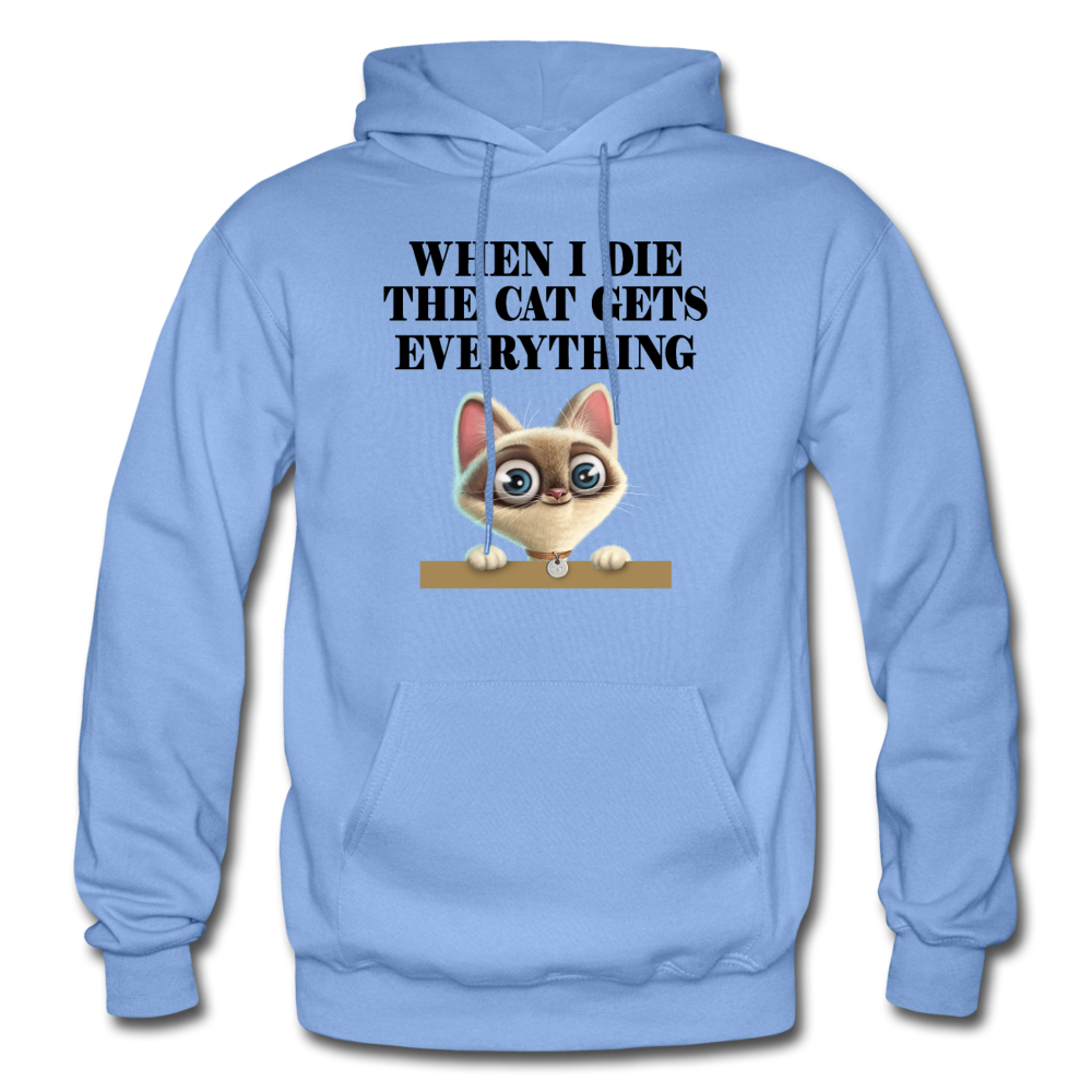 When I Die, Cat Gets Everything - Gildan Heavy Blend Adult Hoodie - carolina blue