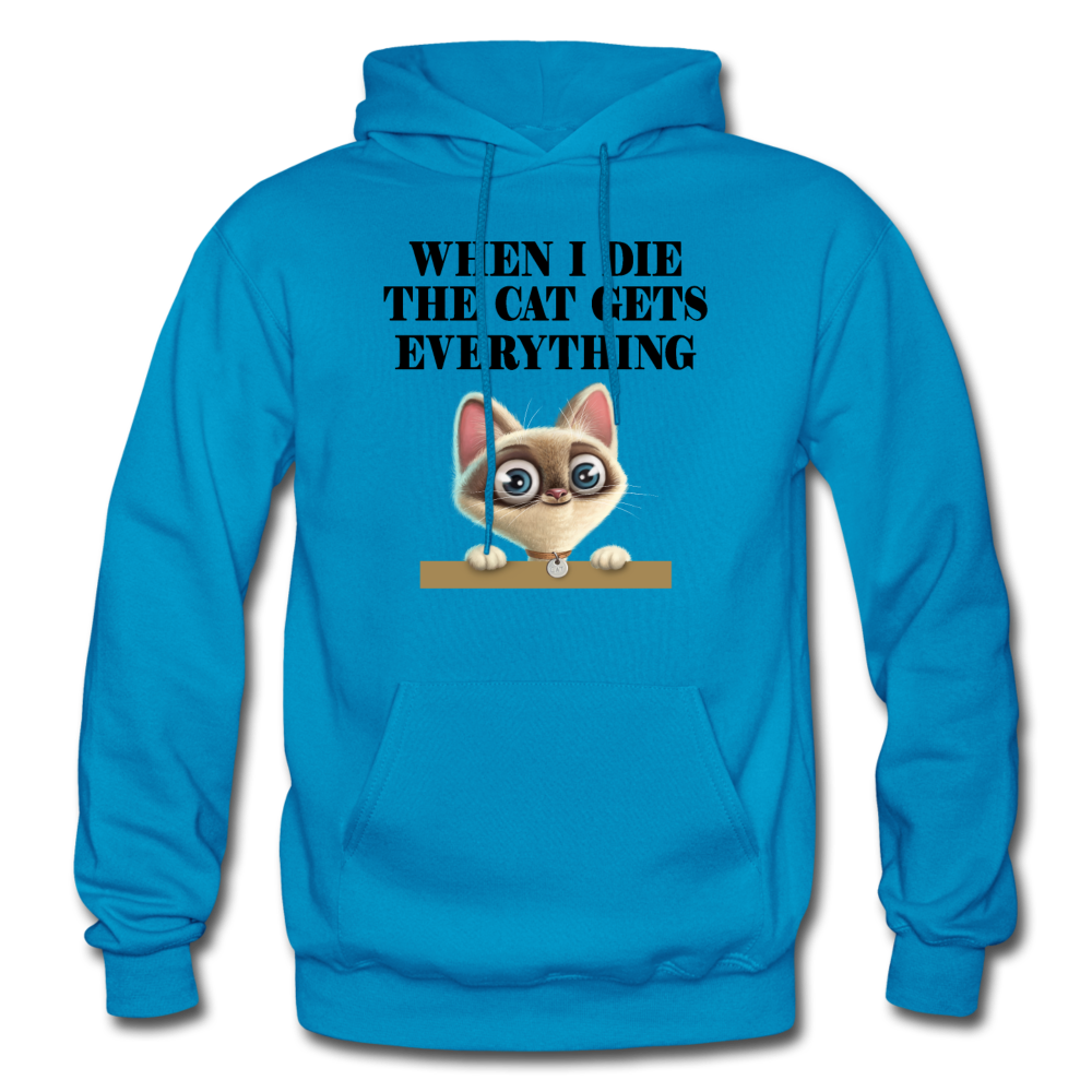 When I Die, Cat Gets Everything - Gildan Heavy Blend Adult Hoodie - turquoise