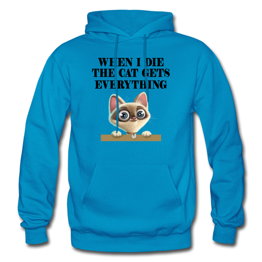 When I Die, Cat Gets Everything - Gildan Heavy Blend Adult Hoodie - turquoise