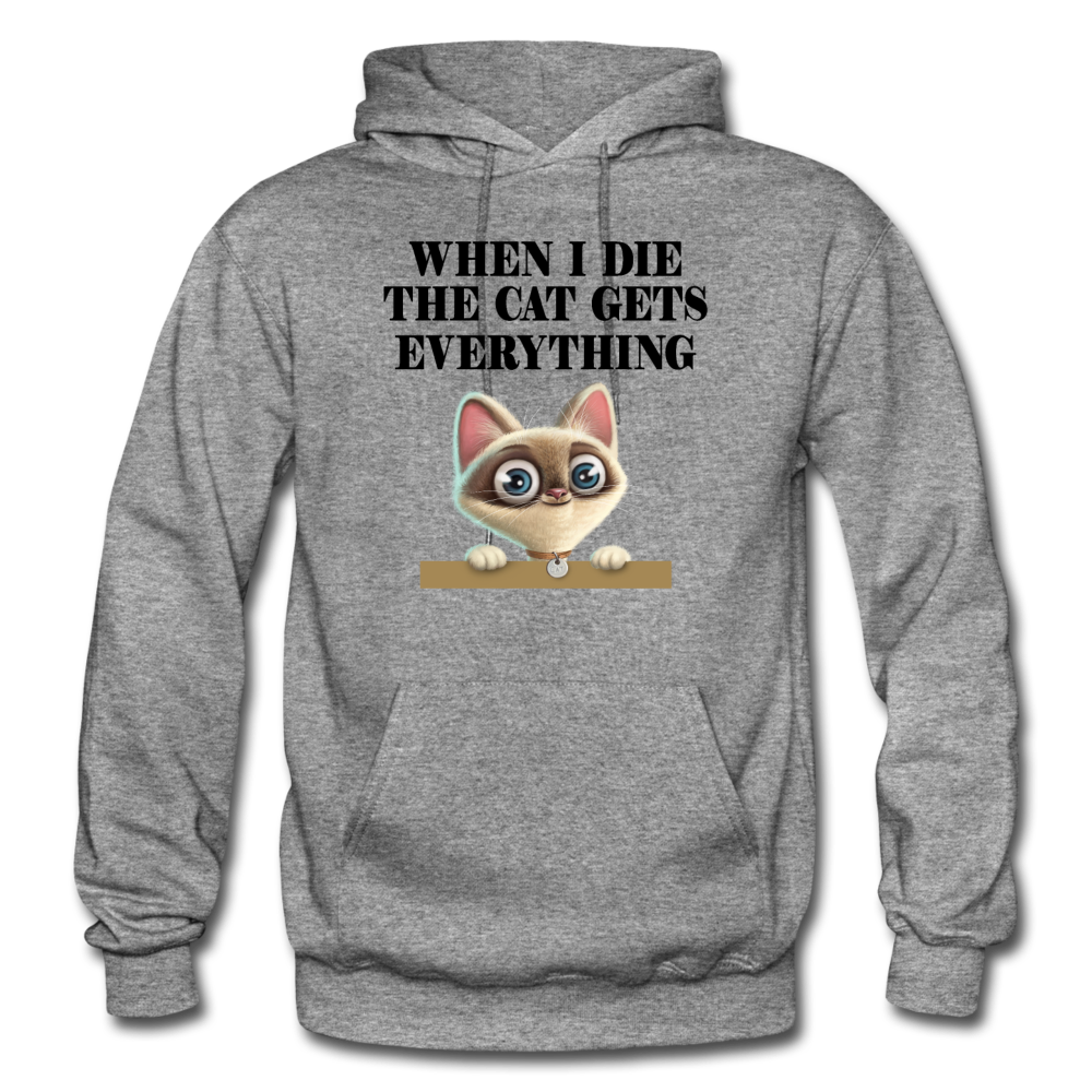 When I Die, Cat Gets Everything - Gildan Heavy Blend Adult Hoodie - graphite heather