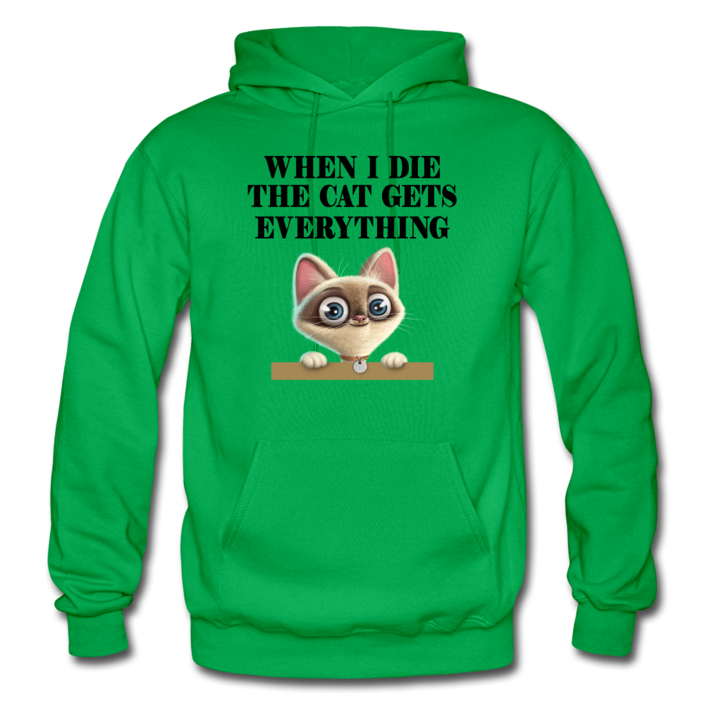 When I Die, Cat Gets Everything - Gildan Heavy Blend Adult Hoodie - kelly green