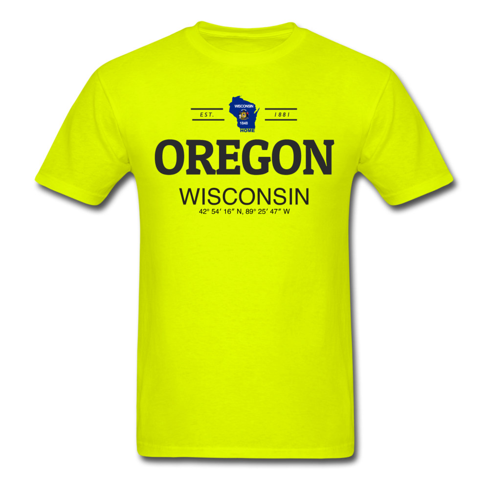 Oregon, Wisconsin - Men's T-Shirt - safety green