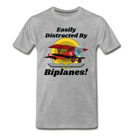 Easily Distracted - Biplanes - Men's Premium T-Shirt - heather gray