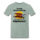Easily Distracted - Biplanes - Men's Premium T-Shirt - steel green