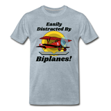 Easily Distracted - Biplanes - Men's Premium T-Shirt - heather ice blue