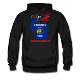 Fly Wisconsin - State Flag - Biplane - Men's Hanes Hoodie - black