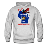Fly Wisconsin - State Flag - Biplane - Men's Hanes Hoodie - ash 
