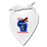 Fly Wisconsin - State Flag - Biplane - Bandana - white