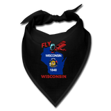 Fly Wisconsin - State Flag - Biplane - Bandana - black