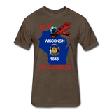 Fly Wisconsin - State Flag - Biplane - Fitted Cotton/Poly T-Shirt by Next Level - heather espresso