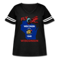 Fly Wisconsin - State Flag - Biplane - Women's Curvy Vintage Sport T-Shirt - black/white