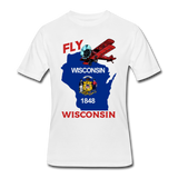 Fly Wisconsin - State Flag - Biplane - Men’s 50/50 T-Shirt - white