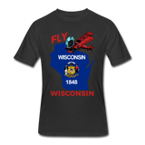 Fly Wisconsin - State Flag - Biplane - Men’s 50/50 T-Shirt - black