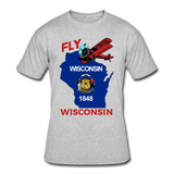 Fly Wisconsin - State Flag - Biplane - Men’s 50/50 T-Shirt - heather gray